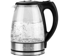 Hervidor de vidrio Clatronic | Hervidor | 1,7 litros | Carcasa de vidrio/acero inoxidable | Conexión de enchufe giratoria en 360° | Indicador de nivel de agua | 2200 vatios | WKS 3744 G