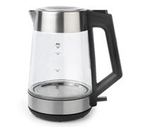 Hervidor de vidrio con cambio de color Salter - Hervidor transparente de ebullición rápida 1,7L, marcas de capacidad, luces LED, libre de BPA, filtro antical, tapa abatible, base giratoria, 2200W