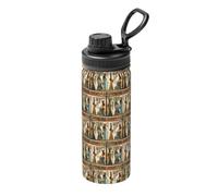 Hervidor deportivo aislado portátil de acero inoxidable con impresión de mujeres en el antiguo Egipto de 18 onzas para gimnasio, camping