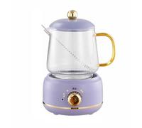 Hervidor eléctrico, 600ML Mini HGlass Vidrio espesante automático Tetera de ebullición eléctrica multifunción Cocina bajo Ruido 360W(Purple)