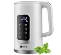 Hervidor eléctrico, acero inoxidable, ajuste de temperatura (40-100 °C), 1,7 litros, 2200 W, 100 % libre de BPA, función para mantener caliente, pantalla LED, fuego