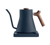 Hervidor eléctrico de cuello de cisne Fellow Stagg EKG: café filtrado a mano (pour-over) y tetera, acero inoxidable - EU, piedra azul con mango de nogal, 0,9 Litros