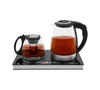 Hervidor eléctrico de doble placa de acero inoxidable neutro, con indicador de control, dispositivo de cocina a presión para cocina y oficina, enchufe europeo (vidrio)