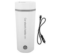 Hervidor eléctrico de viaje de 80 W, 350 ml, acero inoxidable 304, apagado automático, a prueba de fugas, portátil, mini caldera de agua caliente, café, té, CC, 12 V, color blanco
