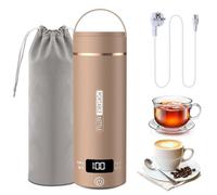 Hervidor eléctrico de viaje pequeño, 500 ml, hervidor de agua pequeño, para viajes, agua de cocción rápida, mini hervidor eléctrico, portátil, acero inoxidable 316 (Marrón)