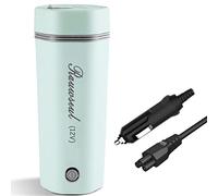 Hervidor eléctrico de viaje portátil, capacidad de calentamiento de 350 ml para automóvil de 12 V, taza con revestimiento de acero inoxidable 304, operación con una sola tecla, apagado automático