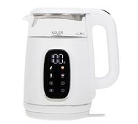 Hervidor eléctrico de vidrio Adler con control de temperatura - 1,7 L - Pantalla LED y control táctil - 5 programas de temperatura - Función de retención en caliente - 2200 W