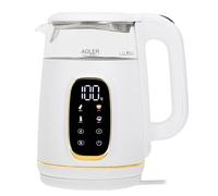 Hervidor eléctrico de vidrio Adler con control de temperatura - 1,7 L - Pantalla LED y control táctil - 5 programas de temperatura - Función de retención en caliente - 2200 W
