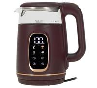 Hervidor eléctrico de vidrio Adler con control de temperatura - 1,7 L - Pantalla LED y control táctil - 5 programas de temperatura - Función de retención en caliente - 2200 W