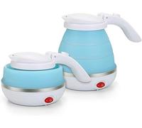 hervidor eléctrico, Hervidor de agua eléctrico viaje plegable 500 ml acero inoxidable 304 silicona grado alimenticio(Blue)