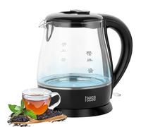 Hervidor eléctrico inalámbrico, de vidrio, negro, 1630W, 1L, Teesa
