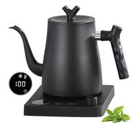 Hervidor Eléctrico Inteligente Cuello de Cisne 1.0 Litro con Ajuste de Temperatura 40-100°C, Acero Inoxidable 304, Conservación Térmica 36 Horas, Protección contra Funcionamiento en Seco 1000W Negro