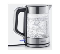 SEVERIN - Hervidor de agua, 2200 W, 1,7 L. Fondo de acero inoxidable y elemento calefactor oculto. Cristal/Inox. WK 3420