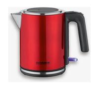 SEVERIN Hervidor eléctrico 1 L, tetera con indicador de nivel de agua, filtro antical, abertura de tapa XXL, potente y compacto, 2.400 W, rojo - negro - acero inoxidable, WK 3427