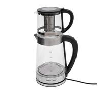 Hervidor eléctrico y tetera de vidrio de 2,5 l + 1 l, tetera eléctrica con 1800 W, diseño desmontable, accesorio para colador de té