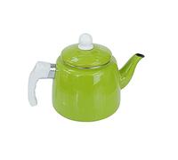 Hervidor esmaltado, Cafetera de gran capacidad (1,5 L) con mango madera antiescaldaduras, apta for vitrocerámica o cocina(Green)