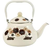 Hervidor esmaltado, Cafetera retro, apta for cocinas de inducción o gas, con forma pera y asa acero(2.5L)