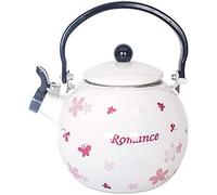 Hervidor esmaltado, Cafetera vintage de 2 litros con silbato, tetera for leches, apta for cocinas inducción o vitrocerámicas gas(A)