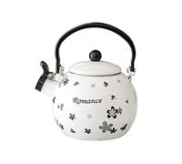 Hervidor esmaltado, Cafetera vintage de 2 litros con silbato, tetera for leches, apta for cocinas inducción o vitrocerámicas gas(B)