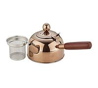 Hervidor esmaltado, Hervidor de agua acero inoxidable 680 ml con asa lateral madera, apto for todo tipo cocinas