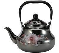 Hervidor esmaltado, Hervidor de agua doméstico con recordatorio automático, taza esmaltada, silbato, hervidor gas esmaltado, cafetera(2.5L US)
