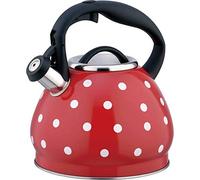 Hervidor esmaltado, hervidor silbante de acero inoxidable, estufa redonda de gran capacidad de 3.0 L, para cocina de inducción de gas (rojo)