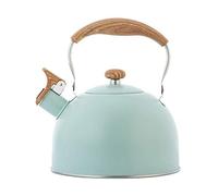 Hervidor esmaltado, Tetera de acero inoxidable 2,5 litros con silbato y sistema antiescaldaduras for cocinas inducción estufas madera(Green)
