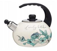 Hervidor KADAX, hervidor de acero inoxidable, hervidor de 2,2 L, flores rojas