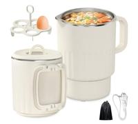 Hervidor plegable de 1 L, dispositivo de viaje portátil de acero inoxidable de 600 W, doble pared con función de mantenimiento caliente y ebullición continua, sin BPA