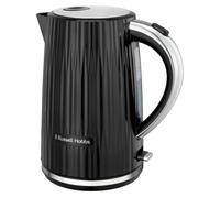 Russell Hobbs Hervidor de Agua Eléctrico, para agua caliente, té o café, 1,7 l, tapa de apertura por presión, filtro extraíble y lavable, detalles cromados, negro, 2400 W, Eden 27360-70