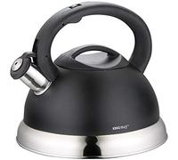 Hervidor silbador de acero inoxidable de 3,0 L para inducción y todas las fuentes de cocina, 4 colores (negro)