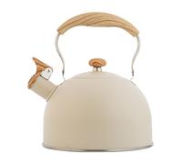 Hervidor silbante retro para estufa, hervidor de té de acero inoxidable para estufa, tetera de grado alimenticio con mango de patrón, silbato fuerte para café, leche, etc. Appli 061004