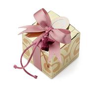 Hervit Caja Caja para Regalos de Oro Quilates con Lazo Rosa 6x6x5,5 cm 27940