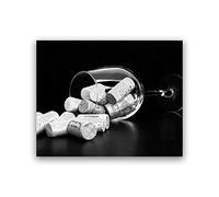 HERW Cuadro sobre Lienzo Amante del Vino Regalo Botella De Vino Corcho Lienzo Impresión Vino Pared Foto Pintura Cuadro Negro Blanco Cartel Bar Cocina Pared Arte Decoración