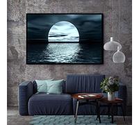 HERW Cuadro sobre Lienzo Fases De La Luna Paisaje Lienzo Pintura Nórdica Cartel En Blanco Y Negro Cuadro De Arte De Pared para Sala De Estar Decoración De Oficina En Casa
