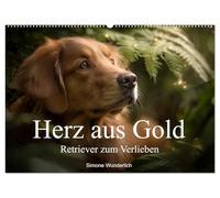 Herz aus Gold - Retriever zum Verlieben (Wandkalender 2026 DIN A2 quer), CALVENDO Monatskalender: Golden Retriever - ein Jahr in Bildern.