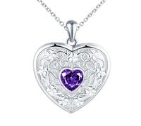 Herz Me Daillon zum Öffnen für Bilder Halskette Damen Silber 925 mit Kristalle:Kleeblatt Foto Kette Bilder Anhänger Halskette-Mode Glück Amulett Schmuck-Lamer Geschenk für Frauen Mama Freundin