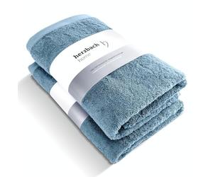 herzbach home Juego de 2 Toallas de Ducha Premium 70 x 140 cm (Azul) - Grandes, Suaves & Toallas de Ducha absorbentes - 100% algodón Natural
