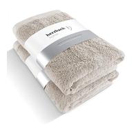 herzbach home Juego de 2 Toallas de Ducha Premium 70 x 140 cm (Gris Arena) - Grandes, Suaves & Toallas de Ducha absorbentes - 100% algodón Natural