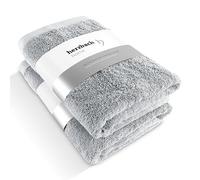 herzbach home Juego de 2 Toallas de Ducha Premium 70 x 140 cm (Gris Plateado) - Grandes, Suaves & Toallas de Ducha absorbentes - 100% algodón Natural
