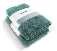 herzbach home Juego de 2 Toallas de Ducha Premium 70 x 140 cm (Verde océano) - Grandes, Suaves & Toallas de Ducha absorbentes - 100% algodón Natural