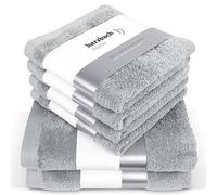 herzbach home - Juego de 6 Toallas Premium (Gris Plateado), 4 de 50 x 100 cm y 2 de 70 x 140 cm, Toallas, Suaves y absorbentes de algodón Natural