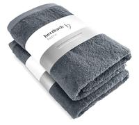 Herzbach Home - Servilletas de Sauna (100% algodón, 80 x 200 cm, 550 g/m², 2 Unidades), Color Gris