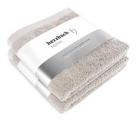 herzbach home Toallas Premium 50 x 100 cm Juego de 2 (Gris Arena), Toallas Suaves y absorbentes - 100% algodón Natural