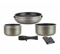 Juego de cacerolas de inducción, juego de cacerola y sartenes para todo tipo de fuegos, juego de cocina de 7 elementos "especial para cocinar" con ollas y sartenes revestidos de mármol