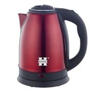 Herzberg HG5011-RD, Hervidor eléctrico de 1.8L sin Cable en Acero Inoxidable Rojo, Potencia de 1500W, Base 360°, diseño Elegante, Nivel de llenado Exterior, Seguridad y Filtro de partículas.