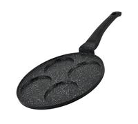 Herzberg,HGCP264HO, Sartén para crepas y galettes antiadherente de mármol, 4 espacios, Ideal para Cocción Saludable, Resistente a Rayaduras, Fácil de Limpiar, 26 cm, color negro