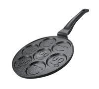 Herzberg,HGCP267SML, Sartén para crepas 26 cm con 7 emojis sonrientes, Ideal para Cocción Saludable, Resistente a Rayaduras, Fácil de Limpiar, color plateado