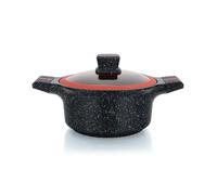 Herzberg,HGRSCAS20, Cocotte de Granito con Tapa de Vidrio, Ideal para Cocción Saludable, 20 cm, Resistente a Rayaduras, Fácil de Limpiar, Perfecta para Todo Tipo de Fuego, Rojo y Negro