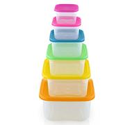 Herzberg HGSFS6N1-Juego de recipientes de Almacenamiento para Alimentos (6 Unidades, apilables, asa de plástico, sin bisfenol A), Desconocido